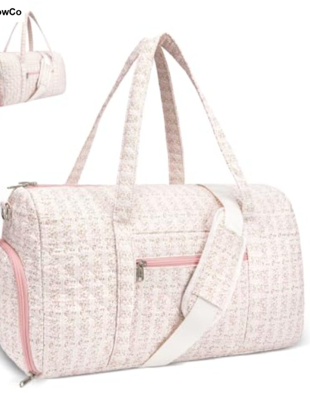 Quilted Travel Duffle Bag Gym Overnight Weekender with Shoe Compartment